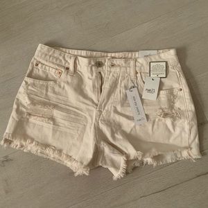 NWT Rue 21 High-Rise Shortie Cream Ripped Shorts